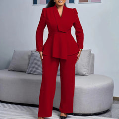 2 Two Piece Wide Leg Pant Suit for Women Formal Pants Set Elegant Wedding Party Dress Office Work Business Outfits Formal Wear SHOWLU FASHION STORE