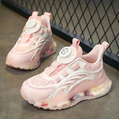 Girls new breathable mesh surface rotating button thick soled air cushion student running shoes non-slip sneakers for boys SHOWLU FASHION STORE