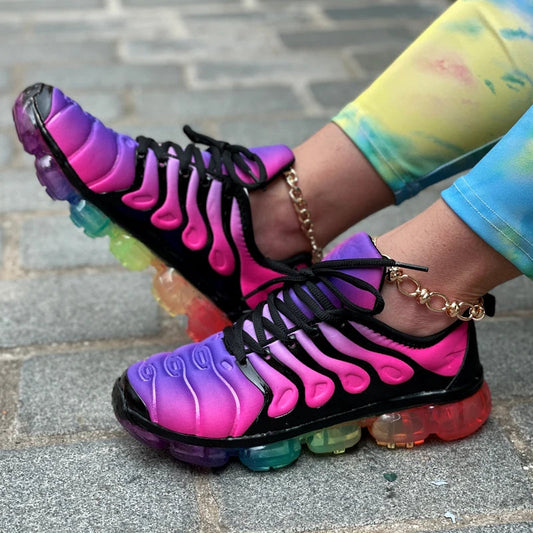 New Candy Color Men Transparent Bottom Sneakers Running Shoes Women Hiking Shoes Couple Autumn Rainbow Sports Shoes wholesale SHOWLU FASHION STORE