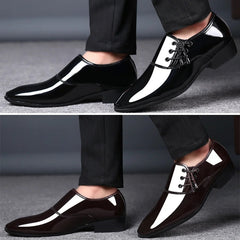 Trending Italian Patent Leather Shoes for Men Business Shoe Lace Up Oxfords Plus Size Male Wedding Party Shoes Men Black Leather SHOWLU FASHION STORE