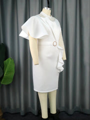 Plus Size White Dress for Women O Neck Beading Patchwork Peplum Bodycon Evening Birthday Event Party Gowns 4XL Outfits Summer SHOWLU FASHION STORE