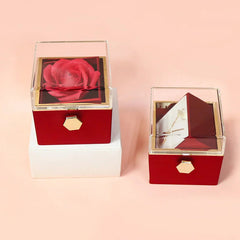 1PC Rotating Eternal Rose Flower Jewelry Box Ring Earrings Necklace Storage Boxes Wedding Valentine's Day Gift Boxes for Lovers SHOWLU FASHION STORE