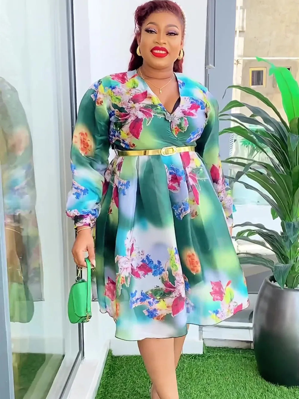 Elegant African Dresses for Women 2024 New Spring Print Africa Clothing Plus Size Evening Party Dress Dashiki Ankara Outfit Robe SHOWLU FASHION STORE