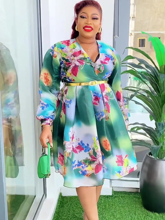 Elegant African Dresses for Women 2024 New Spring Print Africa Clothing Plus Size Evening Party Dress Dashiki Ankara Outfit Robe SHOWLU FASHION STORE