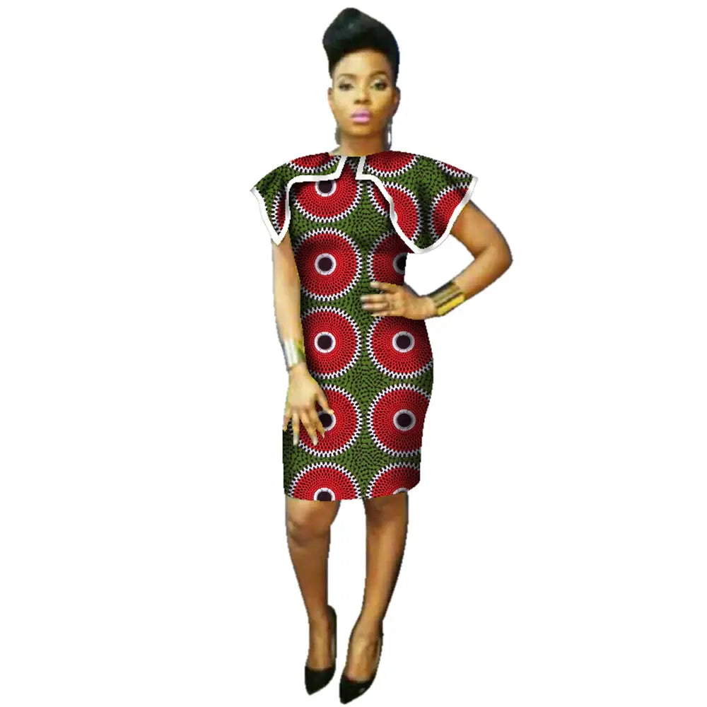 BintaRealWax African Dresses For Women Shawl Collar Print Fabric Clothes Dashiki Plus Size Africa Style Clothing WY2262 SHOWLU FASHION STORE