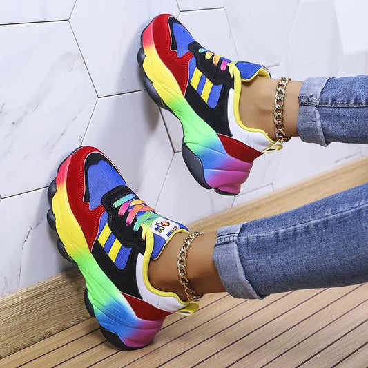 Women Sport Shoes Fashion Platform Sneakers Ladies Spring Winter Flats Running Shoes Woman Colour Lace Up Shoes Zapatos De Mujer SHOWLU FASHION STORE