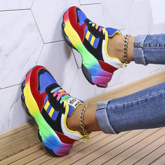 Women Sport Shoes Fashion Platform Sneakers Ladies Spring Winter Flats Running Shoes Woman Colour Lace Up Shoes Zapatos De Mujer SHOWLU FASHION STORE
