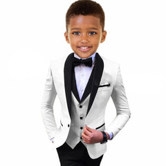 Luxury Boys Suit 3 Piece Spliced Lapel Wedding Tuxedo Formal Jacket Vest Pants Kids Slim Fit Set Fashion Complete Outfit SHOWLU FASHION STORE