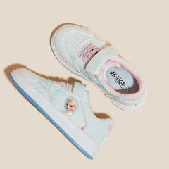 Disney Children's Casual Shoes Elsa Princess Frozen Girls' Sneakers White Pink Breathable Fashion Round Toe Shoes Size 24-37 SHOWLU FASHION STORE