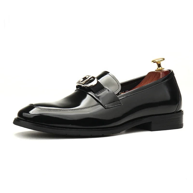 Men's Business Casual Patent Leather Shiny Square Head Slip-on Shoe SHOWLU FASHION STORE