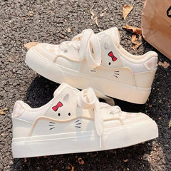 2025 Spring Hello Kitty Anime Kawaii MINISO Board Shoes Cute Cartoon Female Student Sports Casual Sneakers Soft Gifts for Girls SHOWLU FASHION STORE