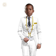 Boys Tuxedo Suit Slim Fit 3 Pieces Kids Formal Suit Blazer Pants Vest Set fit 3-16 Years SHOWLU FASHION STORE