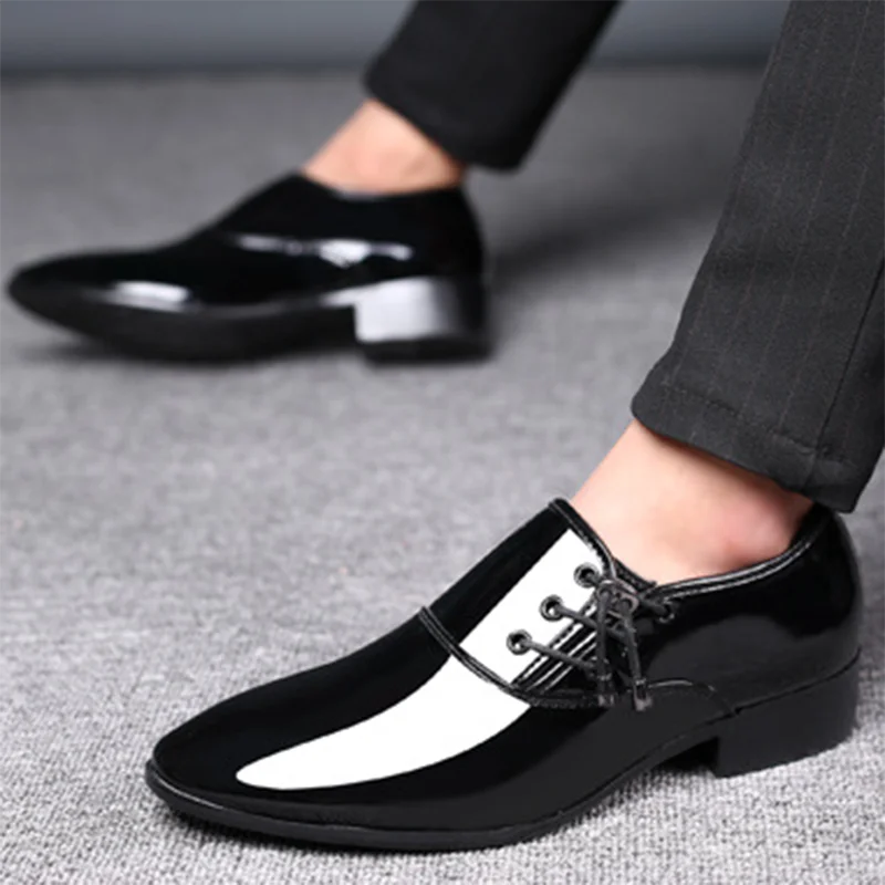 Trending Italian Patent Leather Shoes for Men Business Shoe Lace Up Oxfords Plus Size Male Wedding Party Shoes Men Black Leather SHOWLU FASHION STORE