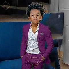 Kids' Orange Single-Breasted Suit (Jacket + Trousers) – Stylish Slim Fit, Perfect for Weddings & Cocktail Parties SHOWLU FASHION STORE