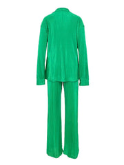 QFAF Fashion Pleated Women's Set Long Sleeve Oversized Shirt and Wide Leg Pants 2023 Elegant Tracksuit Two 2 Piece Set Outfits SHOWLU FASHION STORE