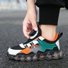 Children Shoes Thick Soled Running Rotary Buckle Kids Sports Casual Tennis For Girls Boys Outdoor Mesh Breathable Unisex Sneaker SHOWLU FASHION STORE
