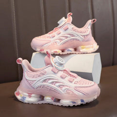 Girls new breathable mesh surface rotating button thick soled air cushion student running shoes non-slip sneakers for boys SHOWLU FASHION STORE