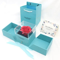Rose Jewelry Gift Box Bow Packaging Luxury Double Door Drawer Necklace For Girlfriend Mom Simulation Flower Creative Romantic SHOWLU FASHION STORE