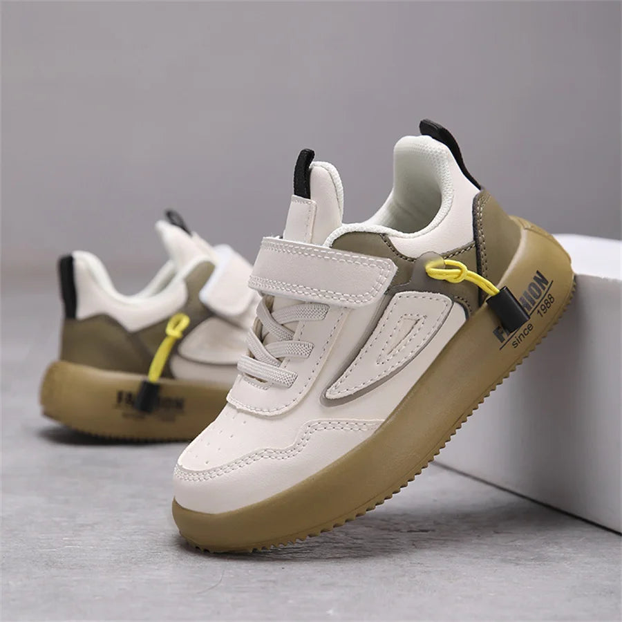 Tenis Sneakers Kids Spring/Autumn New Boys Girls Sports Shoes Casual Board Shoes Leather Soft Soled Children Small White Shoes SHOWLU FASHION STORE