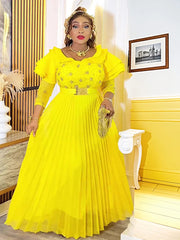 Plus Size African Party Dresses for Women 2025 New Fashion Dashiki Ankara Wedding Evening Gown Elegant Turkey Muslim Maxi Dress SHOWLU FASHION STORE