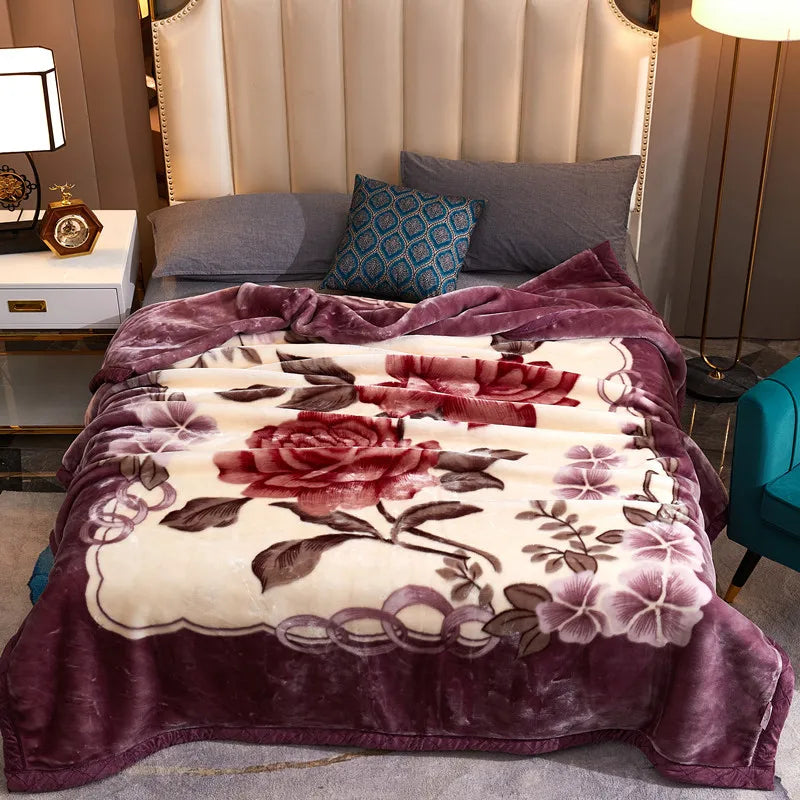 Soft Warm Weighted Blankets For Beds Winter Double Layers Fluffy Faux Fur Mink Throw Thicken Fleece Quilts Blankets SHOWLU FASHION STORE