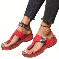 2023 Summer Women Wedge Sandals Premium Orthopedic Open Toe Sandals Vintage Anti-slip Leather Casual Female Platform Retro Shoes SHOWLU FASHION STORE