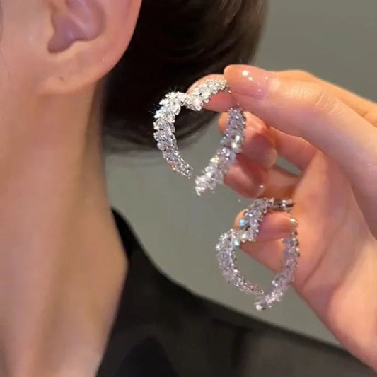 Luxury Earrings Shiny Zircon Fashion Personality Party Charm Jewelry Wheat Leaf Earring for Women Girls Valentine's Day Gift SHOWLU FASHION STORE