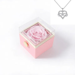 Rotating Rose Gift Box Acrylic Ring Necklace Preserved Flower Jewelry Box For Girlfriend Mother Valentine's Day Christmas Gifts SHOWLU FASHION STORE