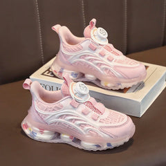 Girls new breathable mesh surface rotating button thick soled air cushion student running shoes non-slip sneakers for boys SHOWLU FASHION STORE