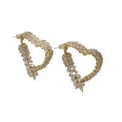 Korean Style Light Luxury Niche Design Sense Zircon Heart Wheat Ear New Trendy Temperament Earrings for Girls Jewelry SHOWLU FASHION STORE
