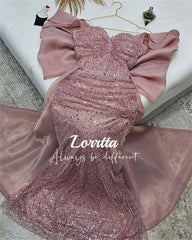 Lorrtta Ball Gown Elegant Sequin Strapless Bow Mermaid Party Dress Floor Length Sleeveless Formal Evening Gown Luxury Women Gala SHOWLU FASHION STORE