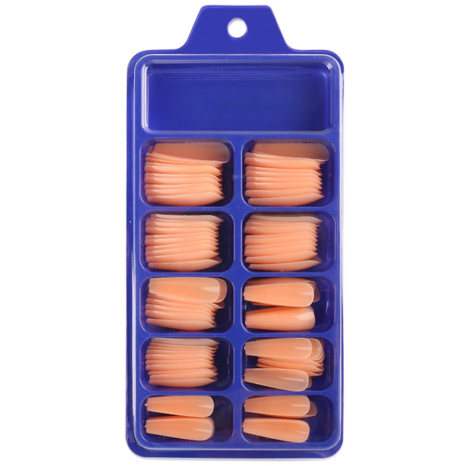 100pcs False Nail Press On Nails Acrylic Extension Coffin Forms Nail Tips Gel Nail Polish Artificial Nail Sets Kits Tools KE1895 SHOWLU FASHION STORE