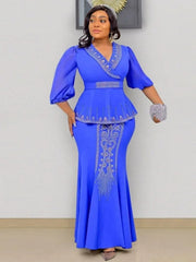 2 Pieces Set Africa Clothes Dashiki African Skirts And Top for Women Ankara Wedding Gown Outfits 2024 Plus Size Lady Party Dress SHOWLU FASHION STORE