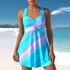 Plus Size Swimwear Women Monokini 2023 Swimsuit Two Piece Sexy Bikini Set Tankini Bathing Suit Print Swimdress Beachwear S-5XL SHOWLU FASHION STORE