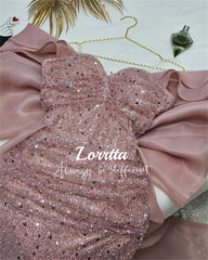 Lorrtta Ball Gown Elegant Sequin Strapless Bow Mermaid Party Dress Floor Length Sleeveless Formal Evening Gown Luxury Women Gala SHOWLU FASHION STORE