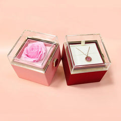 1PC Rotating Eternal Rose Flower Jewelry Box Ring Earrings Necklace Storage Boxes Wedding Valentine's Day Gift Boxes for Lovers SHOWLU FASHION STORE
