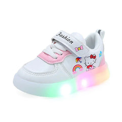 Sanrio LED Kids Shoes for Girls Cute Cartoon Hello Kitty Shoes Summer Girl Kawaii Shoes Soft Bottom Sneakers Casual Shoes SHOWLU FASHION STORE
