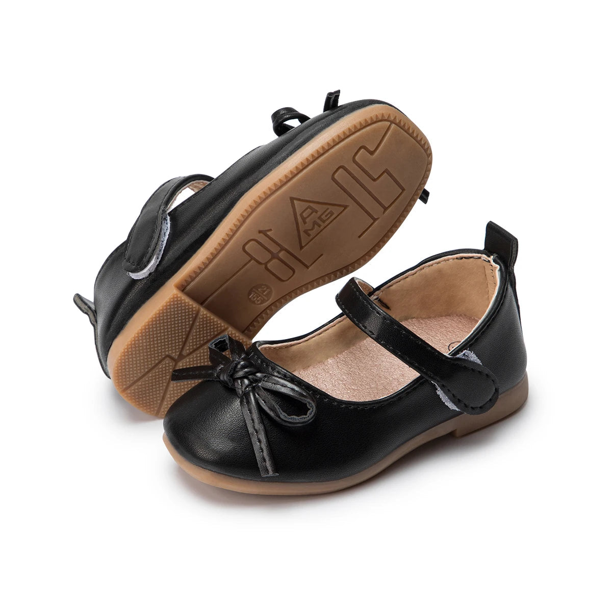 2024 Casual Princess Kids PU Leather Girls Shoes Black Bowknot Decor Mary Jane Non-slip Rubber Sole Girls Children's Shoes Flats SHOWLU FASHION STORE