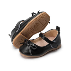 2024 Casual Princess Kids PU Leather Girls Shoes Black Bowknot Decor Mary Jane Non-slip Rubber Sole Girls Children's Shoes Flats SHOWLU FASHION STORE
