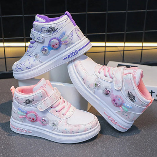 Disney Children's Sneakers Frozen Elsa Princess Girls Casual Shoes 2024 New Arrival Student Shoes Anti-slip Teen Sport Shoes