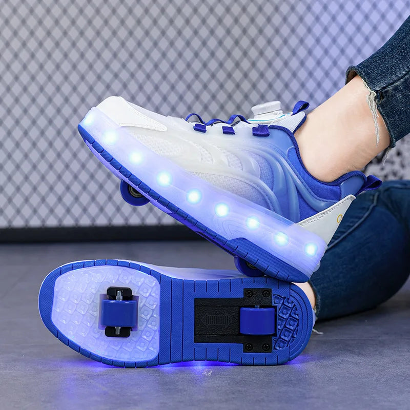 Two Wheels Children's Led Light Roller Skate Shoes For Kids Boys Girls Glowing Sports Luminous Sneakers Skateboard USB Charging SHOWLU FASHION STORE