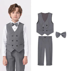 JUCPKID Children's Vest 3/4pcs Suit Formla Elegant Kids Boys Wedding Suit Kids Waistcoat Pants Bowtie Boys Suits Outfits Set SHOWLU FASHION STORE