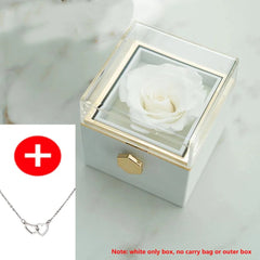 2024 New Valentine Eternal Rose Jewelry Ring Box Rotate Wedding Pendant Necklace Storage Case for Women Girlfriend SHOWLU FASHION STORE