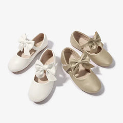 3-12 Christmas Party Dress Girls Gold Shoes with Bow Princess Dresses Barbie Shoes for Girls White Wedding Ceremony Girls' Shoes SHOWLU FASHION STORE