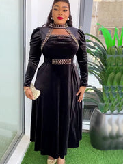 Plus Size Dubai Luxury Wedding Party Dresses for Women 2024 New African Evening Gown Dashiki Ankara Turkey Velvet Outfits Robe SHOWLU FASHION STORE