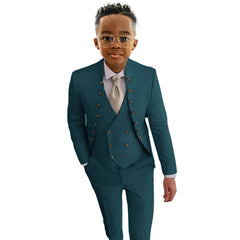 Boys Suit Fashion Design 3-piece Wedding Tuxedo Kids Custom Jacket Pants Vest Complete Suit Available for 2-18 years old SHOWLU FASHION STORE