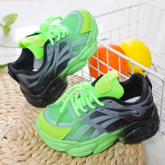 Girls Cute Gradient Mesh Sneakers Low Top Breathable glowing Platform Sports kids Shoes SHOWLU FASHION STORE
