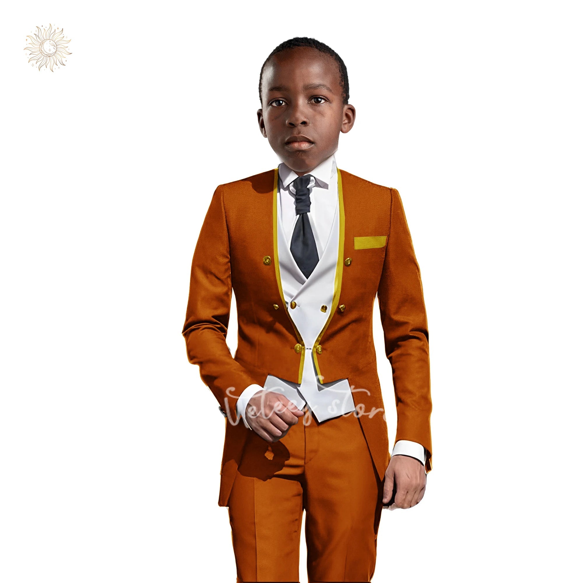 Boys Tuxedo Suit Slim Fit 3 Pieces Kids Formal Suit Blazer Pants Vest Set fit 3-16 Years SHOWLU FASHION STORE