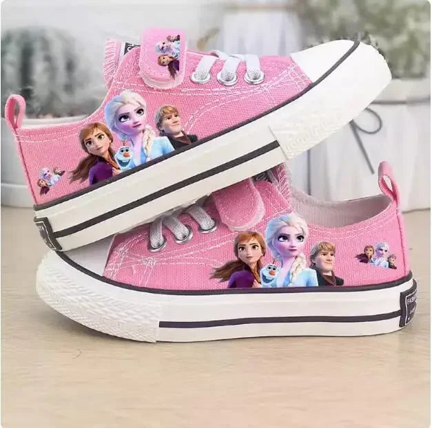 Disney Children's Canvas Shoes frozen elsa Low top Girls sport  Shoes PU Autumn Breathable Non slip Casual Shoes SHOWLU FASHION STORE
