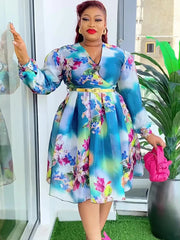 Elegant African Dresses for Women 2024 New Spring Print Africa Clothing Plus Size Evening Party Dress Dashiki Ankara Outfit Robe SHOWLU FASHION STORE